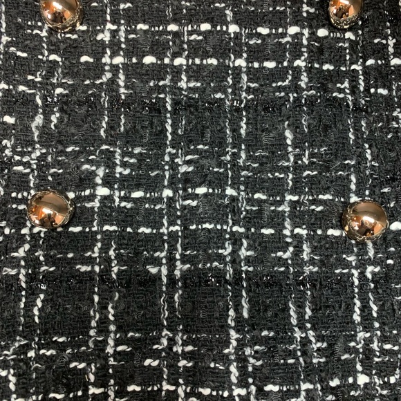 Black Tweed Button Mini Skirt - Picture 7 of 11